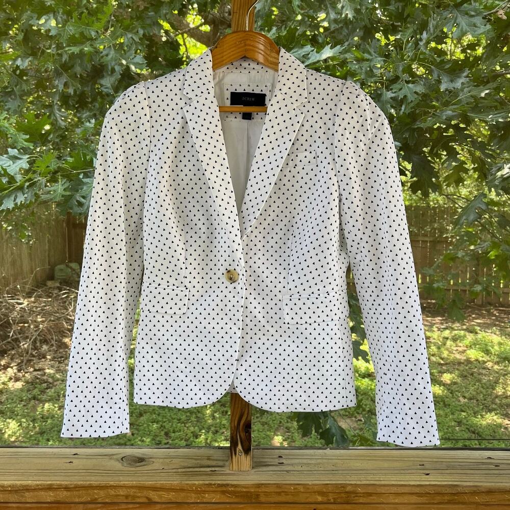 J.Crew Women's White And Black Spotted Blazer Size 2